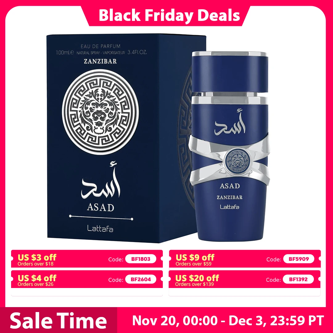 Lattafa Asad Zanzibar Untuk Pria Eau de Parfum (EDP) 100ML, Aroma Tropis Eksotis, Menyegarkan dan Pedas dengan Kelapa & Vanila yang Krim