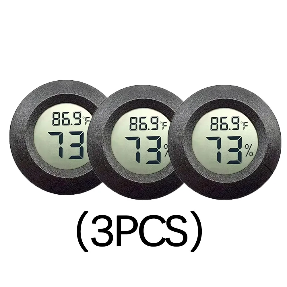 Ronde digitale LCD-thermometer voor auto binnenkamer sigaren wijnkast digitale temperatuur-vochtigheidsmeter huisdier acryl doos