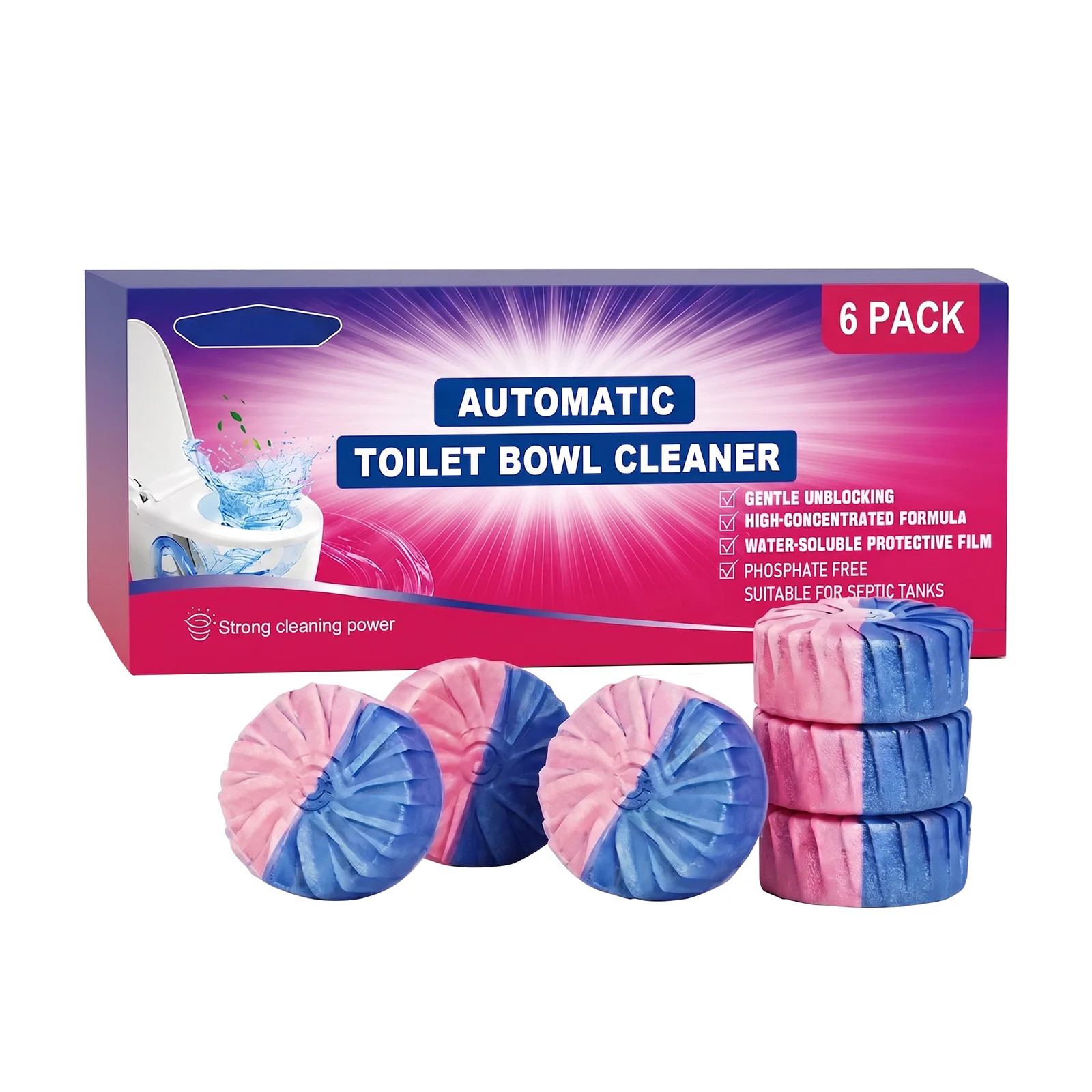 Toilet Cleaning Blocks, Household Bathroom Toilet Bowl Cleaner, Easy Use Deodorant Freshener for Stain & Yellow Mark Removal
