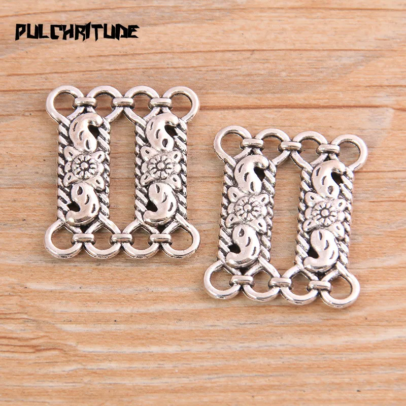 6pcs 25*30mm Three Color Zinc Alloy Hollow Carving Parallel Bars Connectors Jewelry Hairpin Making DIY Handmade Craft