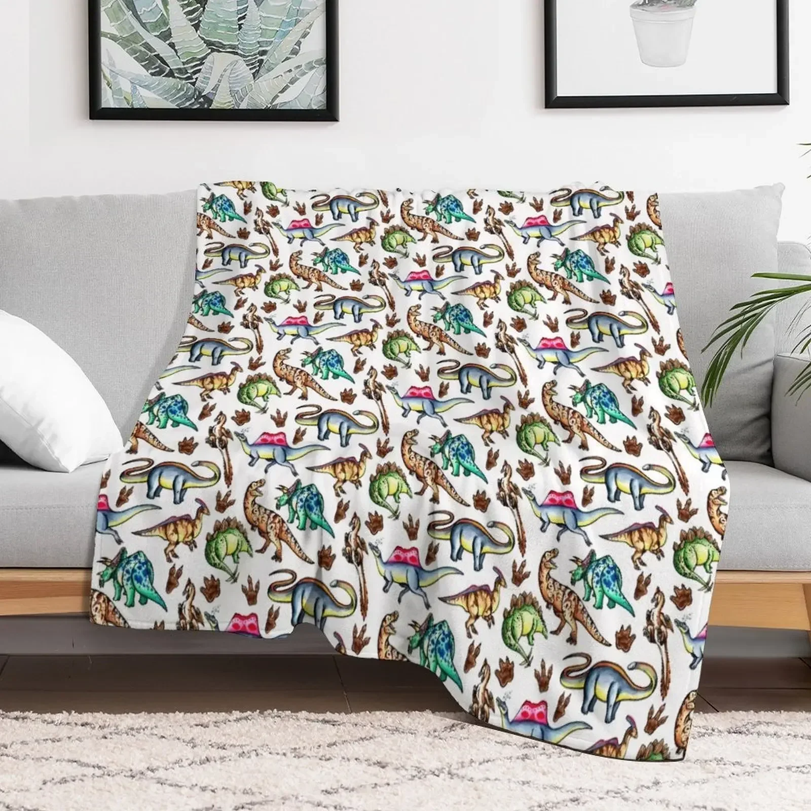 

Dinosaurs! Throw Blanket Vintage Hairys Loose Beach Blankets