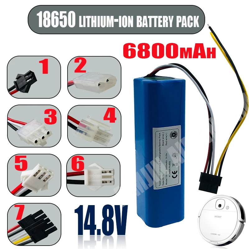 New 14.8V 6800mAh Li-ion Battery INR18650 MH1-4S2P-300S For Cecotec Conga 5090 5490 6090 Robot Vacuum Cleaner