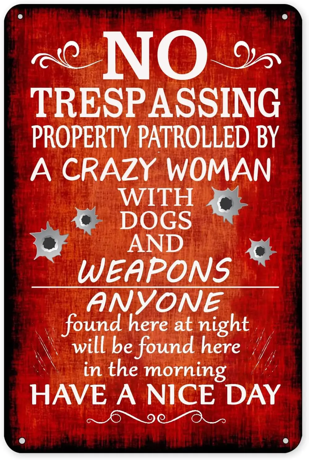 Funny No Trespassing Signs Private Property Yard Sign Beware Of Dog Warning Metal Tin Signs For House Door Home Protected Sign 8