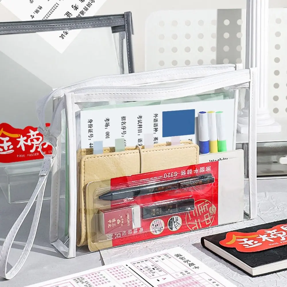 

1pc Durable PVC Clear Storage Bag Large Capacity Waterproof Stationery Organizer With Handle Pencil Case Gift