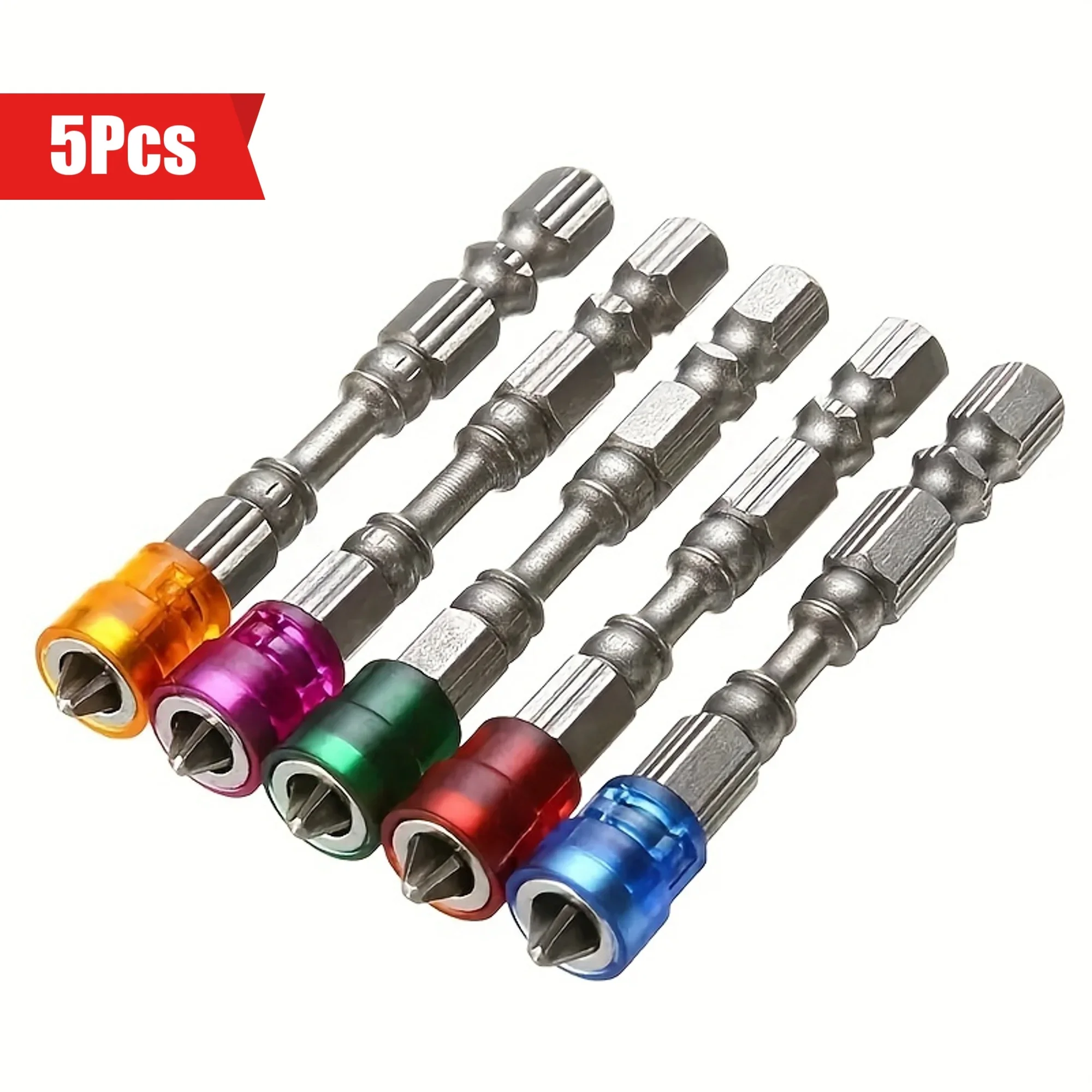 5Pcs/Set Magnetic Screwdriver Bit Head Mult Color Hex Phillips Cross Driver Electric Drill Power Shank Durable Tools Accessory