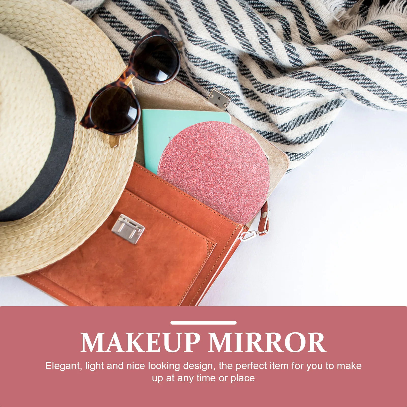 2Pcs Compact Makeup Mirror Glitter PU Small Portable Travel Pocket Mirror for Girls Women Small Hand Mirrors
