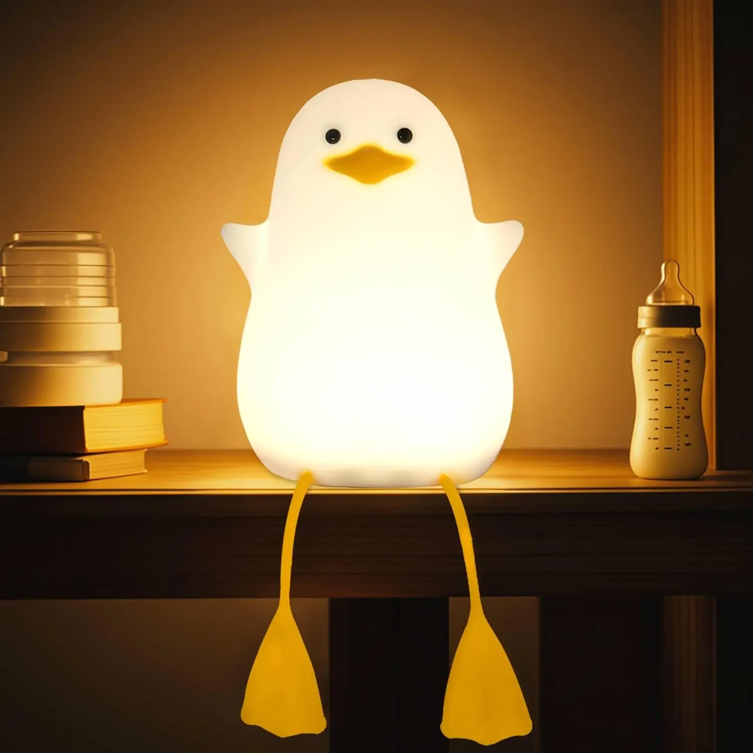 Duck Night Light for Kids Cute Animal Silicone Lamp Touch Control Dimmable USB Rechargeable Bedside Bedroom Decor Birthday Gifts