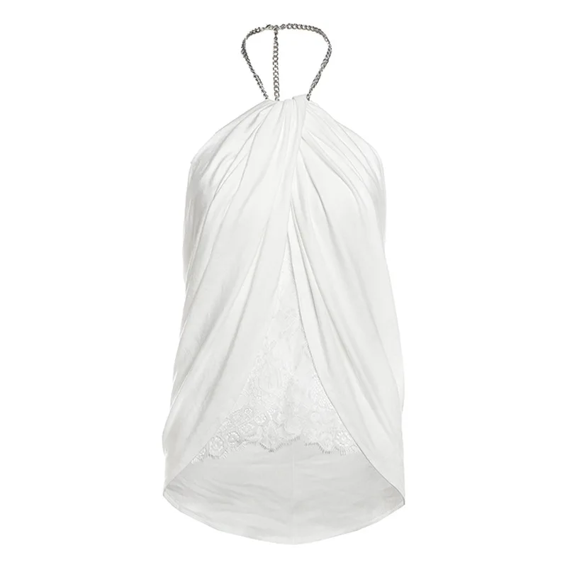 Vendita calda di alta qualità all'ingrosso 2025 nuova ragazza piccante temperamento sexy senza maniche backless lace up slim fit top abbigliamento donna