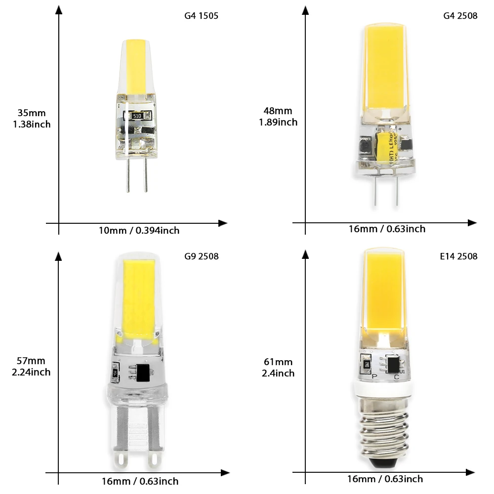 2pcs Mini COB LED Lamp AC/DC 12V 220V G4 G9 E14 Lampada LED Spotlight Light Bulbs Replace Halogen For Ceiling Lamp Chandelier