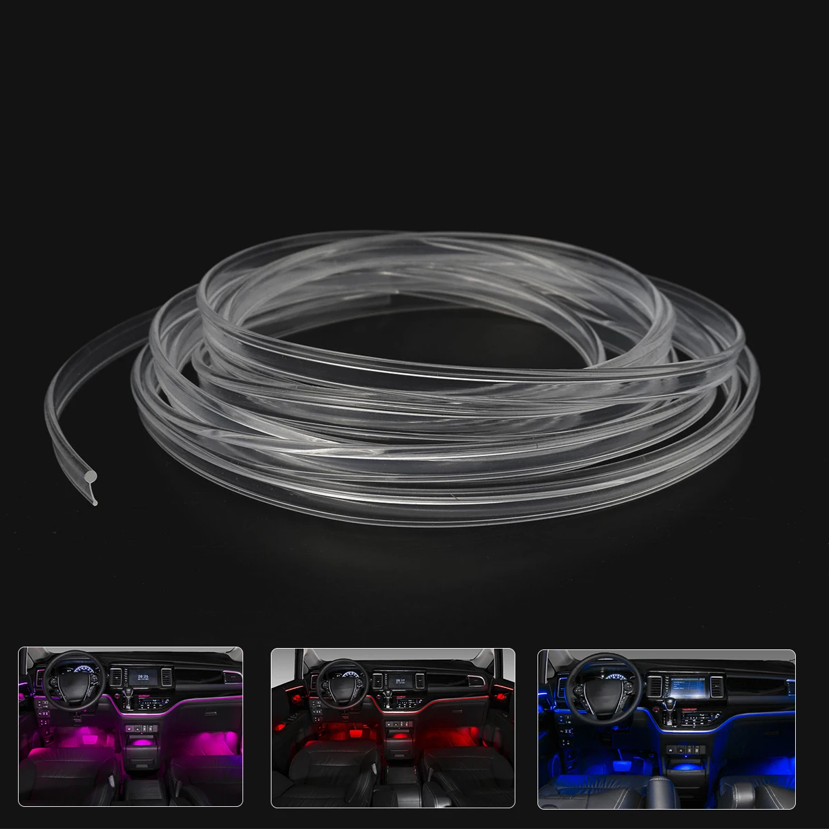 50M-100M Dia 3mm Clear T-type Skirt Side Glow Fiber Optic Cable light for Side Ribbon Interior PMMA Car Flexible mounting Decor