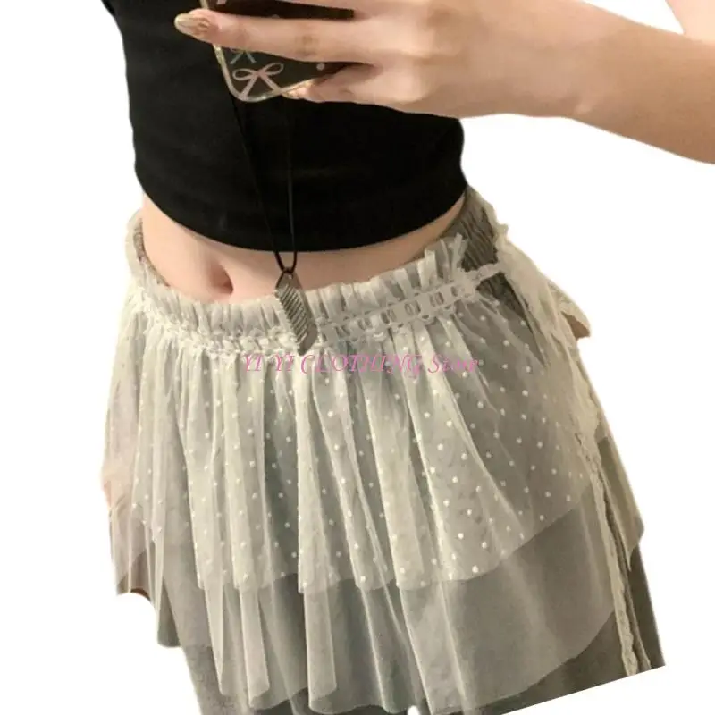 N5KF unieke kant- en mesh rok mode damesrok voor date night of alledaagse slijtage