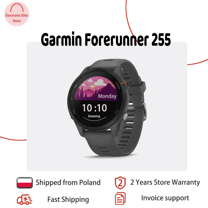 Reloj Garmin Forerunner 255, ligero, multifuncional, adecuado para deportes, monitoreo de salud y uso profesional.