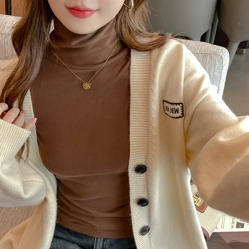 Jersey básico de cuello alto para mujer, suéteres de otoño e invierno, Tops suaves y cómodos con parte inferior cálida, jersey adelgazante ceñido con cintura Simple