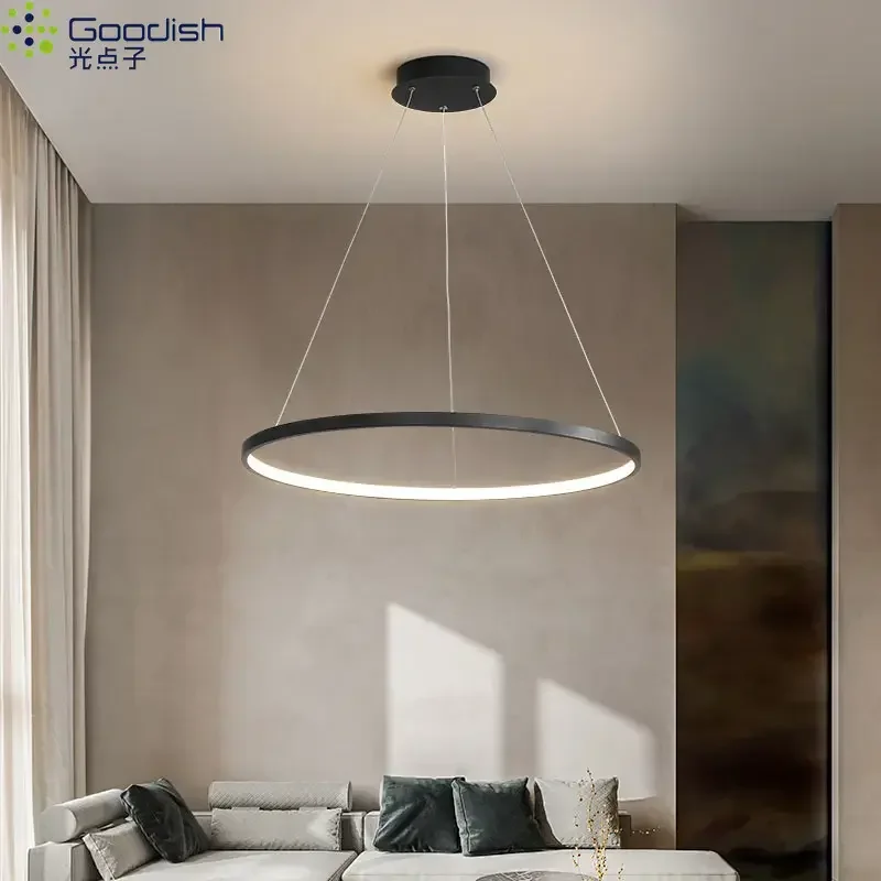 

Modern Nordic LED Pendant Light Luxury lamps for Living Dining Room Hall Brushed Circle Rings Hanging Home Decoration Chandelier