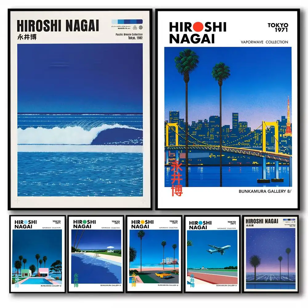 H-Hiroshi Nagai Poster Stickers Self-Adhesive Painting Mural Decor Wall Decals for Bedroom Living Room Home HD Gift