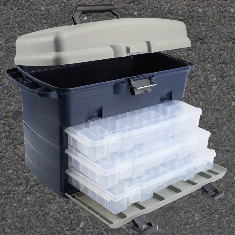 Ackibbik 1 große Box mit Schubladen, große Angelbox, Organizer und Aufbewahrung, große Aufbewahrungsbox für die Organisation mit drei Schubladen