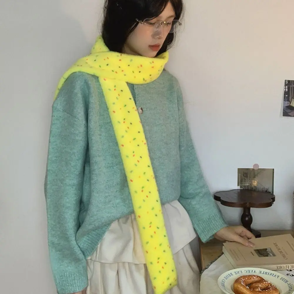 

Мягкий красочный шарф в горошек с дофамином, узкий кашемировый вязаный шарф в корейском стиле, утолщенный ветрозащитный зимний теплый шарф для шеи, осень-зима