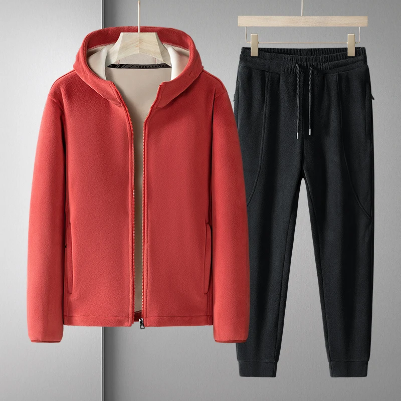 

Мужская толстовка с капюшоном Thiened, толстовка и брюки, спортивный костюм, осень-зима, большие размеры, повседневная спортивная одежда, длинное волокно из полиэстера