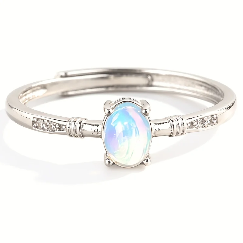 1 Pce 46mm Natural Opal S925 Sterling Silver Ring | Fire Color | Dark Academia | Christmas, Halloween, and Black Friday gifts