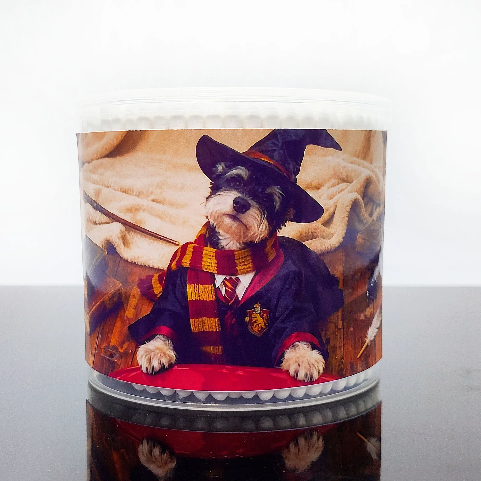 300 Stück Wattestäbchen mit Magic Academy-Motiv, Wattestäbchen in Form eines Hundes, doppelköpfige, doppelte runde Wattestäbchen.