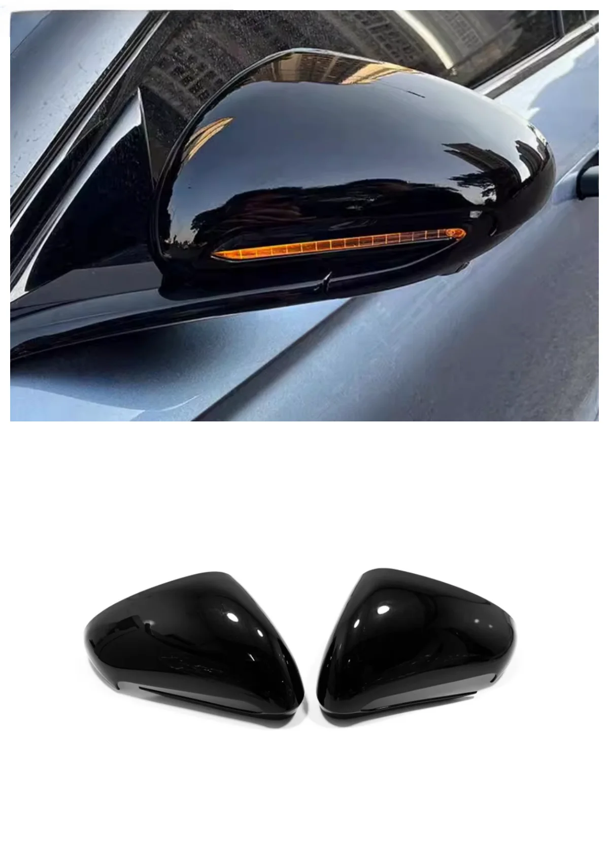 

Suitable for BYD Seal DMI 2023 2024 rearview mirror cover ABS decoration Parts carbon fibre Bright black silvery 2 piece set