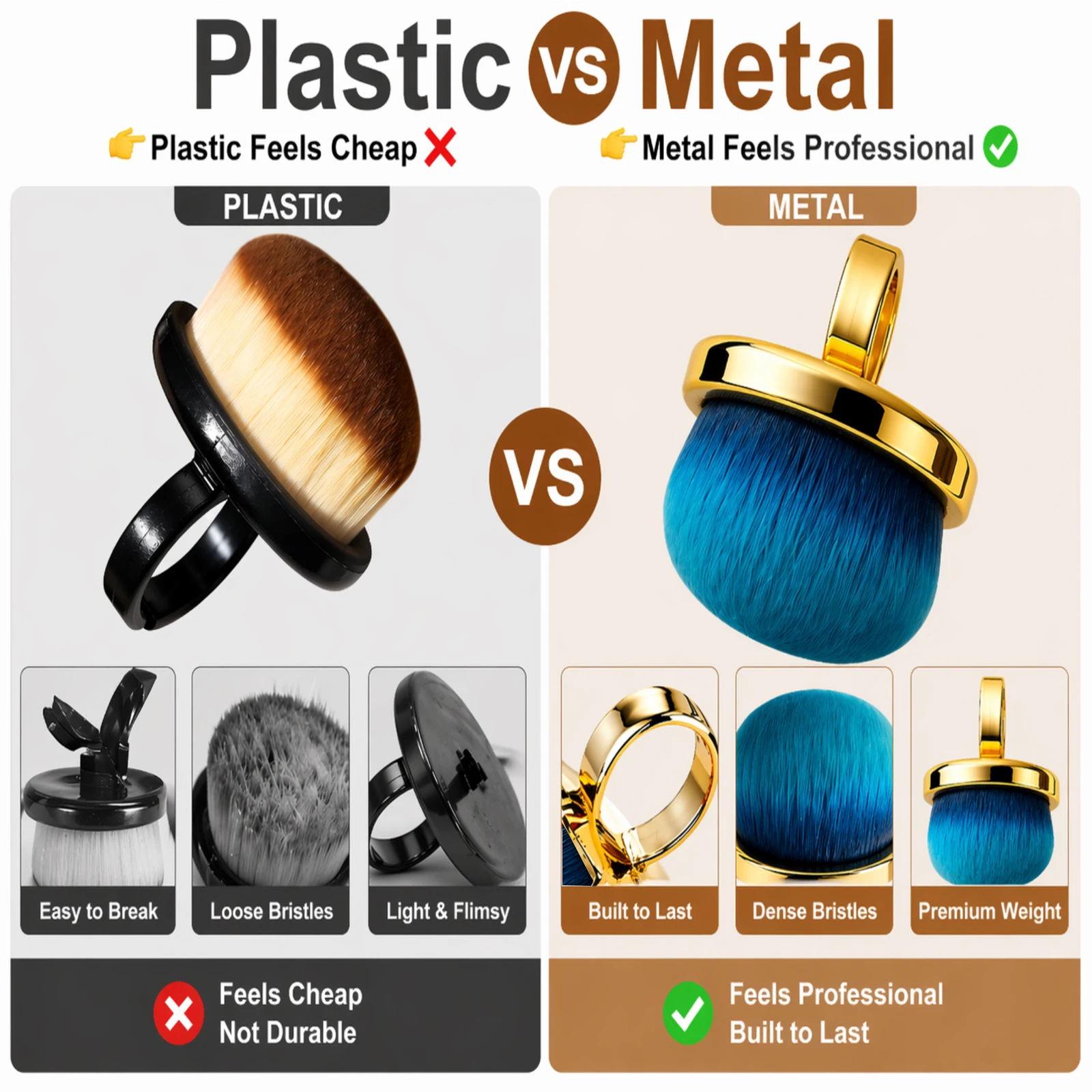 Metallring-Nagelstaubbürste, Freihändige Fingerreinigungsbürste mit Weichen, Dichten Borsten für Acryl-Gel-Dip-Puder-Entfernung im Salon und zu Hause – Detail 12