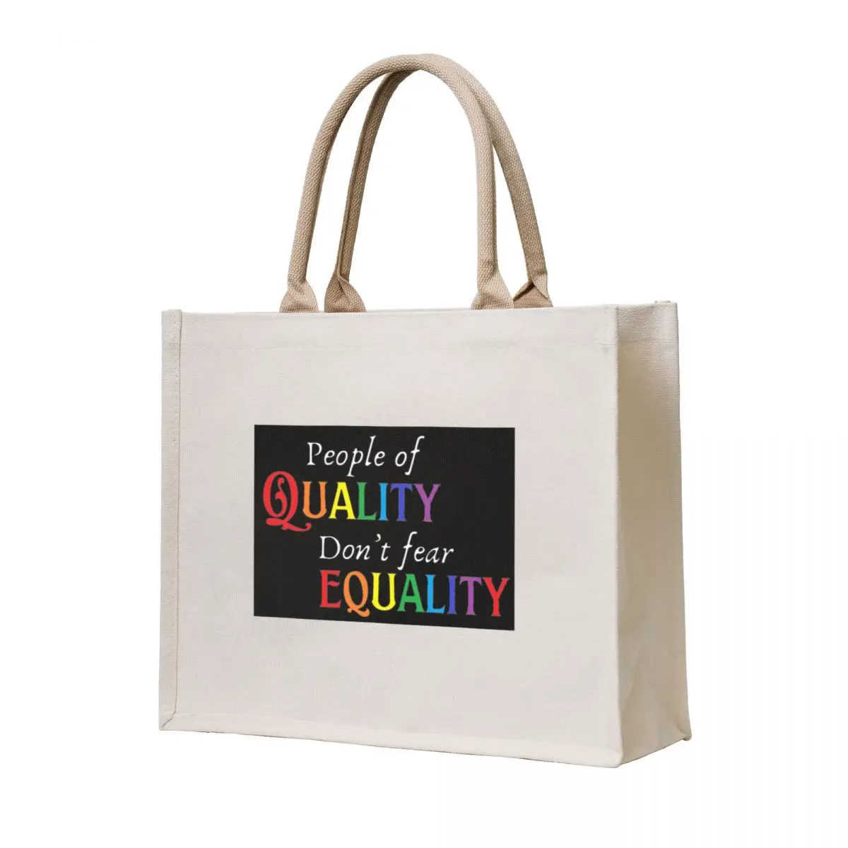 

People of Quality Rainbow on Black Tote Bag shopping bag Handbags women tote bag women the tote