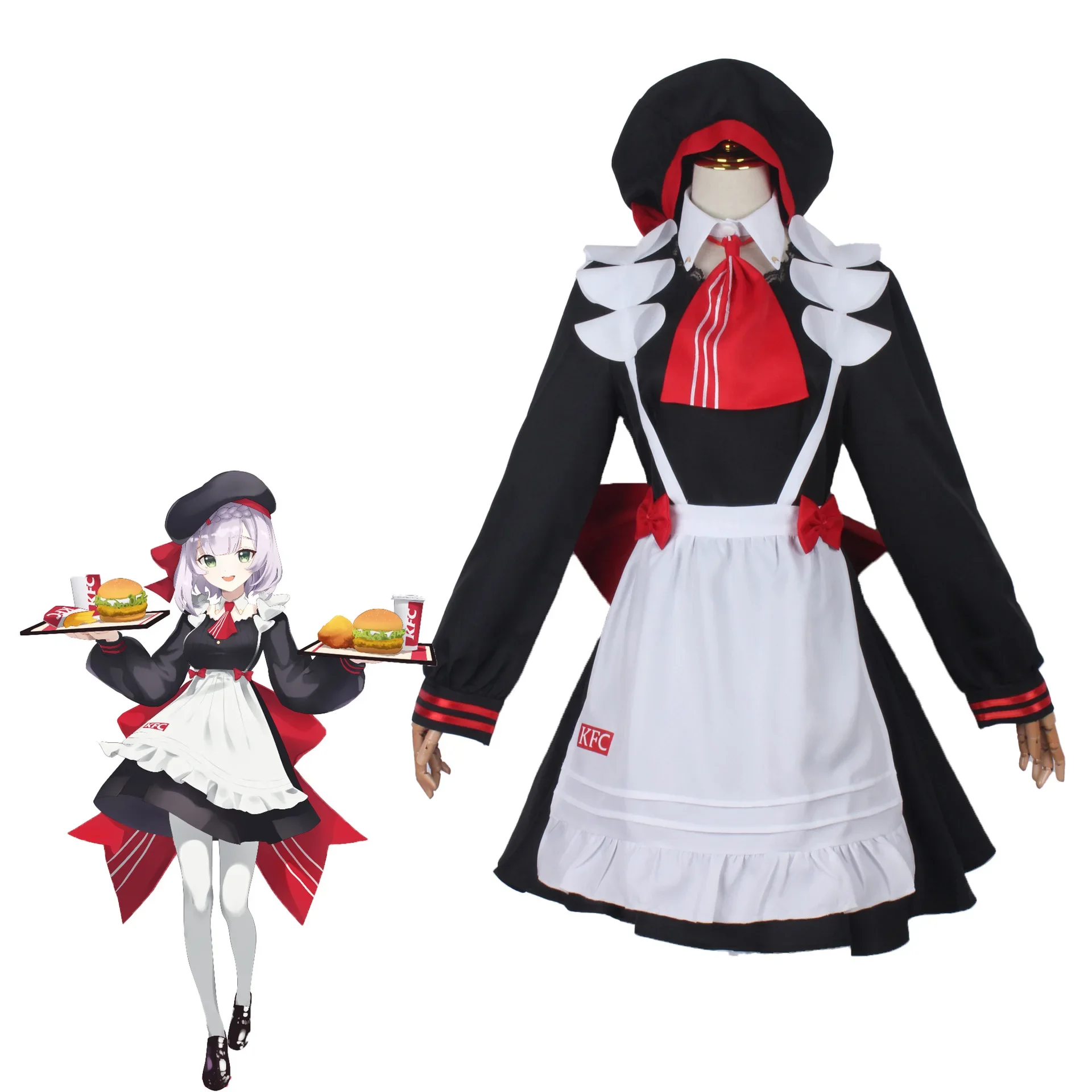 Game Genshin Impact Noelle Cosplay Costumes Women Halloween Carnival Party Lolita Maid Uniform Full Sets Wig