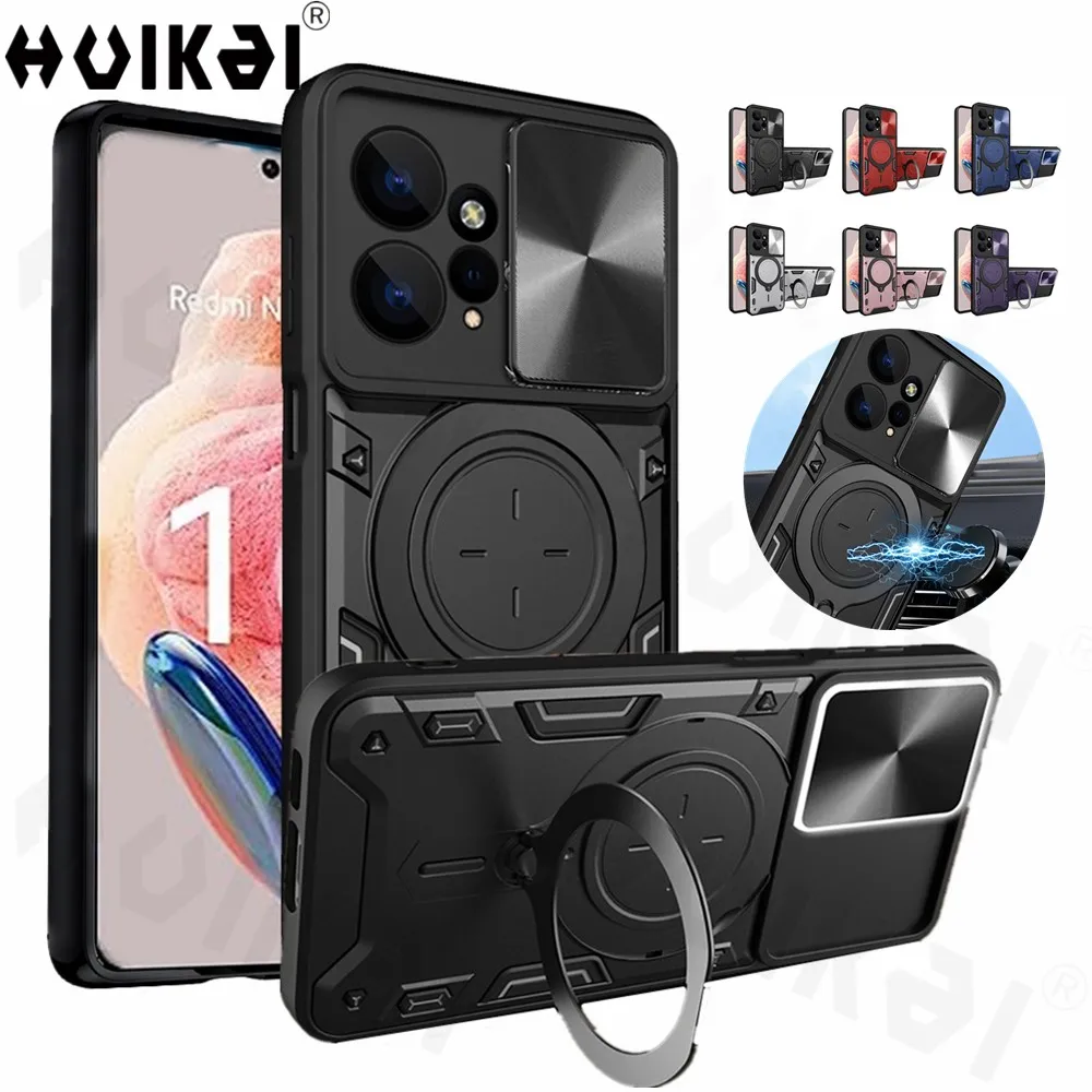 Case for Xiaomi Redmi Note 12 12 Pro 12 11 Xiaomi Poco F5 X5 Pro 13 12 Slide Camera Lron Ring Protection Stands Kickstand Covers