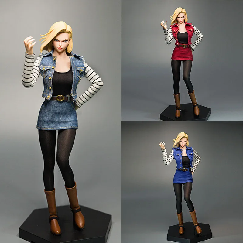 

cdtoys m013 1/6 Android 18 Vest Skirt Set Female Soldier Clothes Fit 12'' Action Figure Body Dolls for Hobby Collection