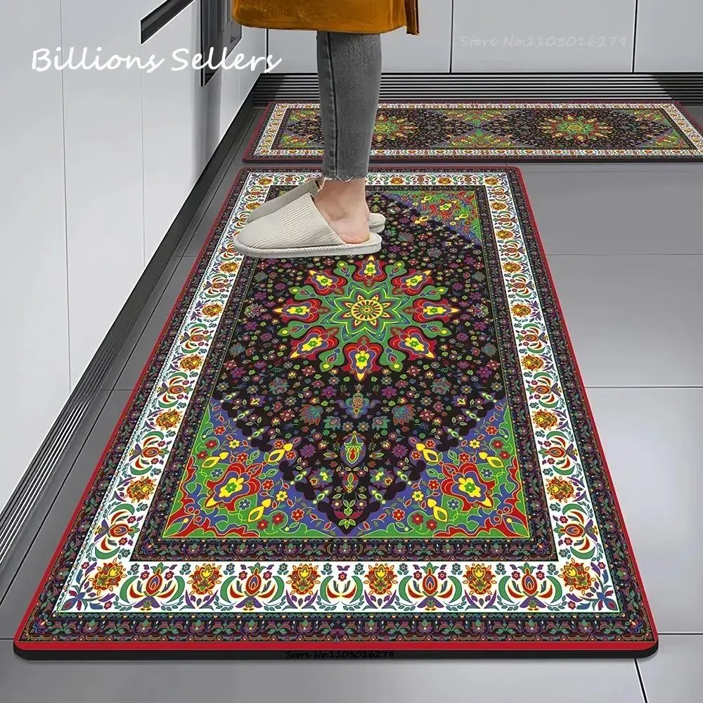 

VIKAMA 1/2PC Diatomaceous Earth Carpet Boho Vintage Moroccan Kitchen Bathroom Mat Restroom Toilet Rug Non-slip Home Decor