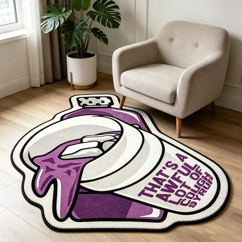 Creative Potion Bottle Irregular Shaped Rug American Comic Style Cartoon Sofa Floor Mat Cool Decorative Bedside Rug for Gaming