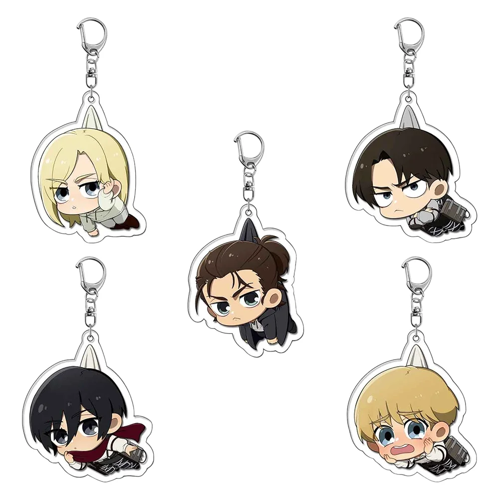 

Anime “Attack on Titan” 6CM Acrylic keychain Eren Yeager，Mikasa Ackerman Cute version of character decorations Holiday Gifts