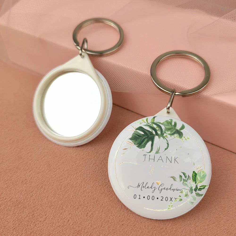 Personalisierter Schlüsselanhänger Flaschenöffner Spiegel Hochzeitsgeschenke für Gäste, für Babyparty, Geburtstag, personalisierte Partygeschenke Souvenir – Detail 7