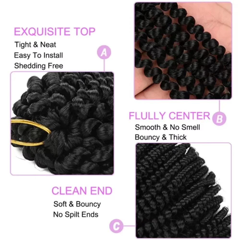 8inch Spring Twists Synthetic Fiber Fluffy Crochet Braids Low Temperature Spring Twist Braiding Hair for Women Hair Extension