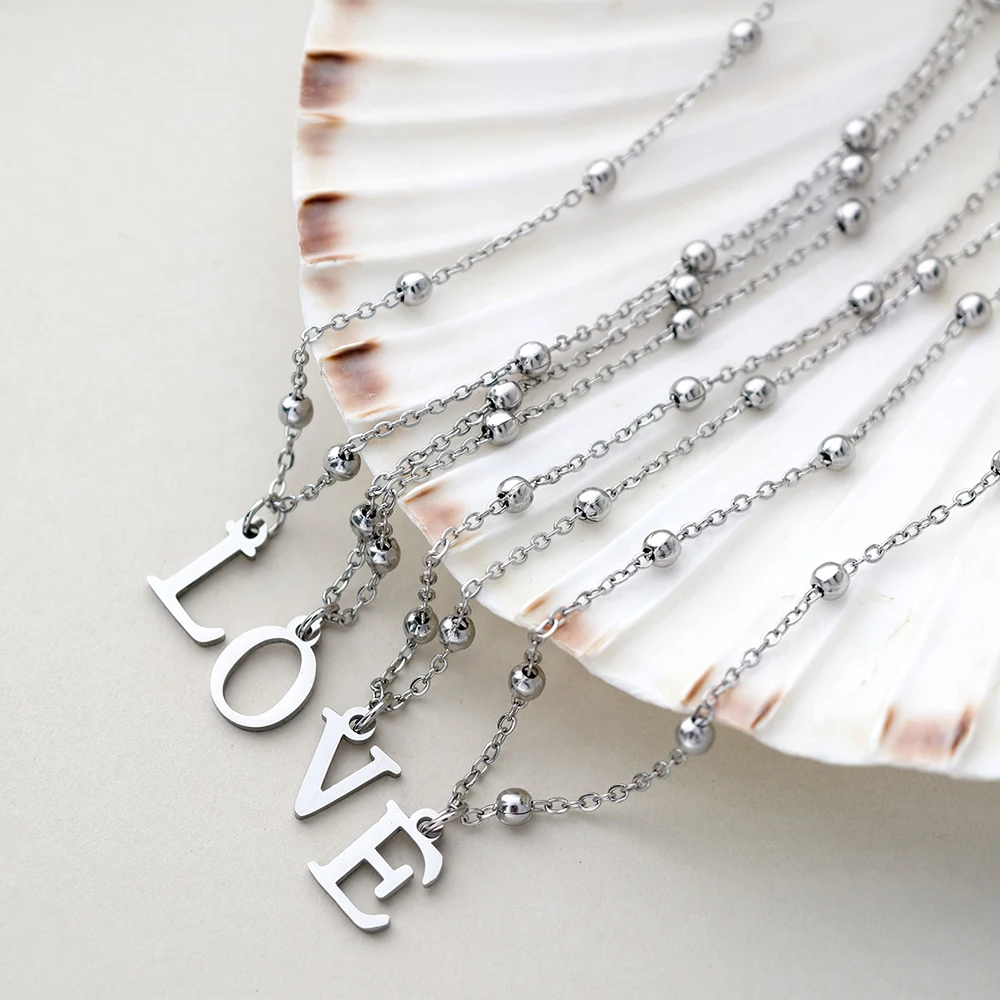 المرأة قلادة قلادة الأولي رسالة سحر فضي اللون كليب حبة سلسلة الموضة العصرية المرأة مجوهرات من صلب لا يصدأ هدية