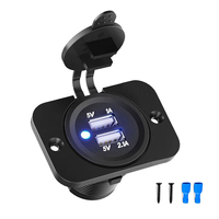 Dual USB Charger Socket Panel  Waterproof 3.1A 4.2A Power Outlet Adapter with LED Light 12-24V for Car Boat Marine Mobile