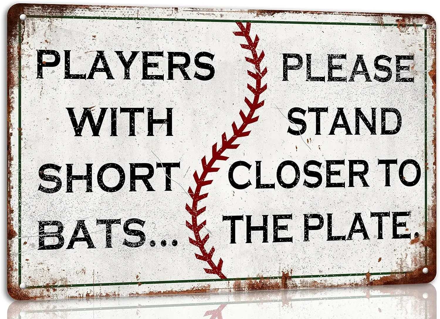 Players With Short Bats Please Stand Closer to the Plate Funny Bathroom Sign Retro Baseball Metal Sign for Home Bar