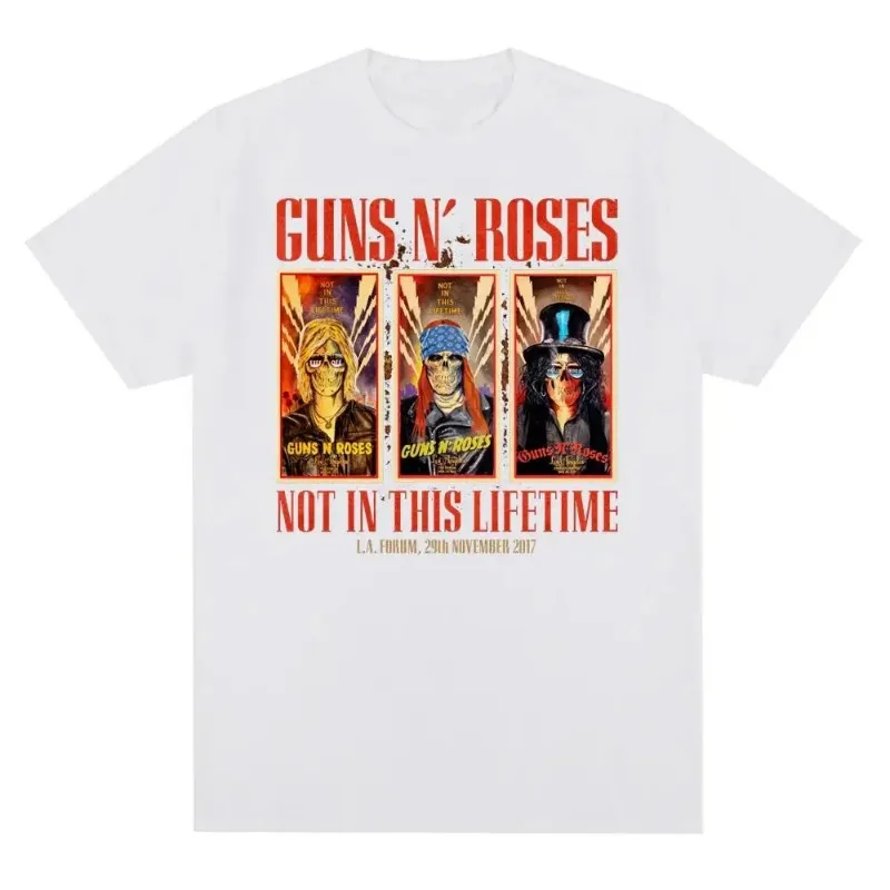 Guns N Roses Graphic Printed T-shirt Hip-hop Retro Rock Cotton Apparel Short Sleeve Fashion Plus Size T-shirt Women\'s