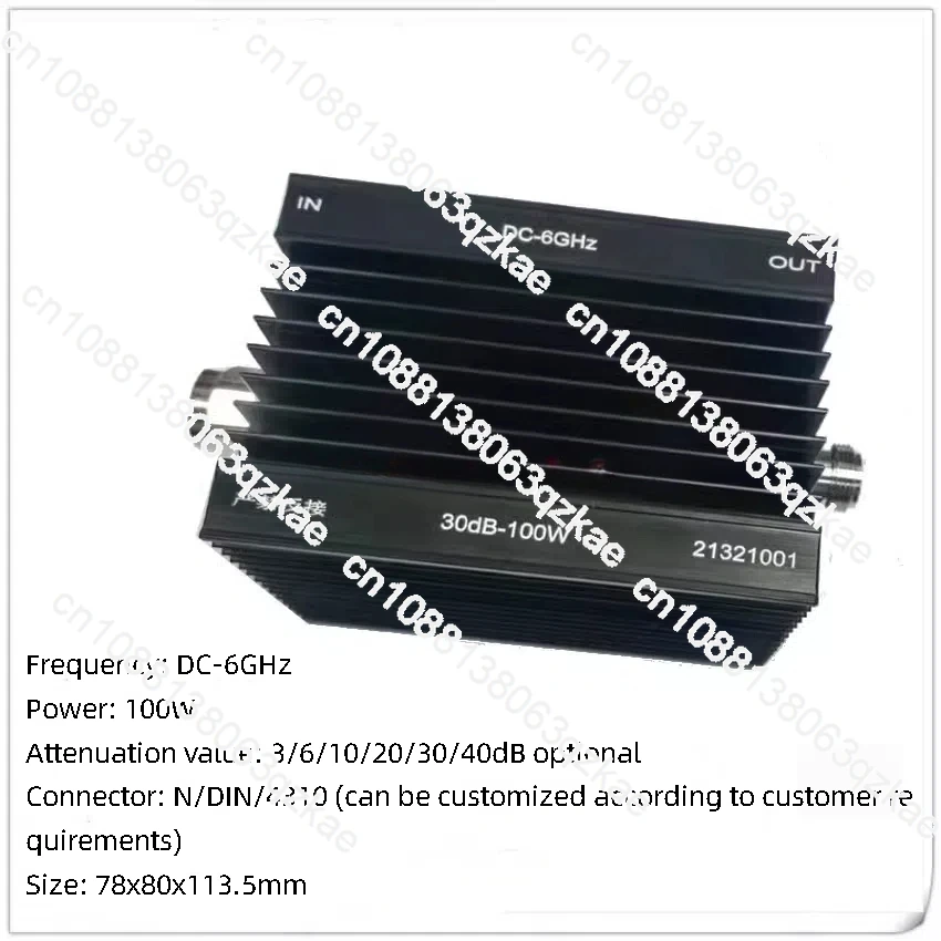 

100W Fixed Attenuator N Type Frequency DC-6GHz 1-60dB