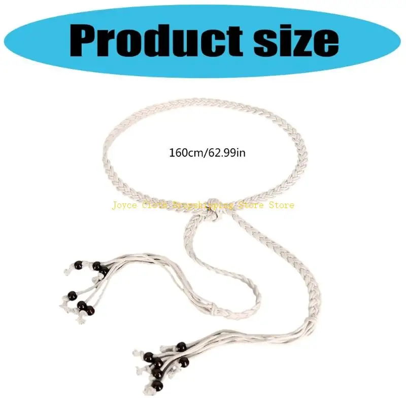 تنفس مضفر الخصر حبل قابل للتعديل الكروشيه حبل حزام القطن زنار للنساء المراهقين ارتداء اليومي مهرجان الموسيقى 10CD #6