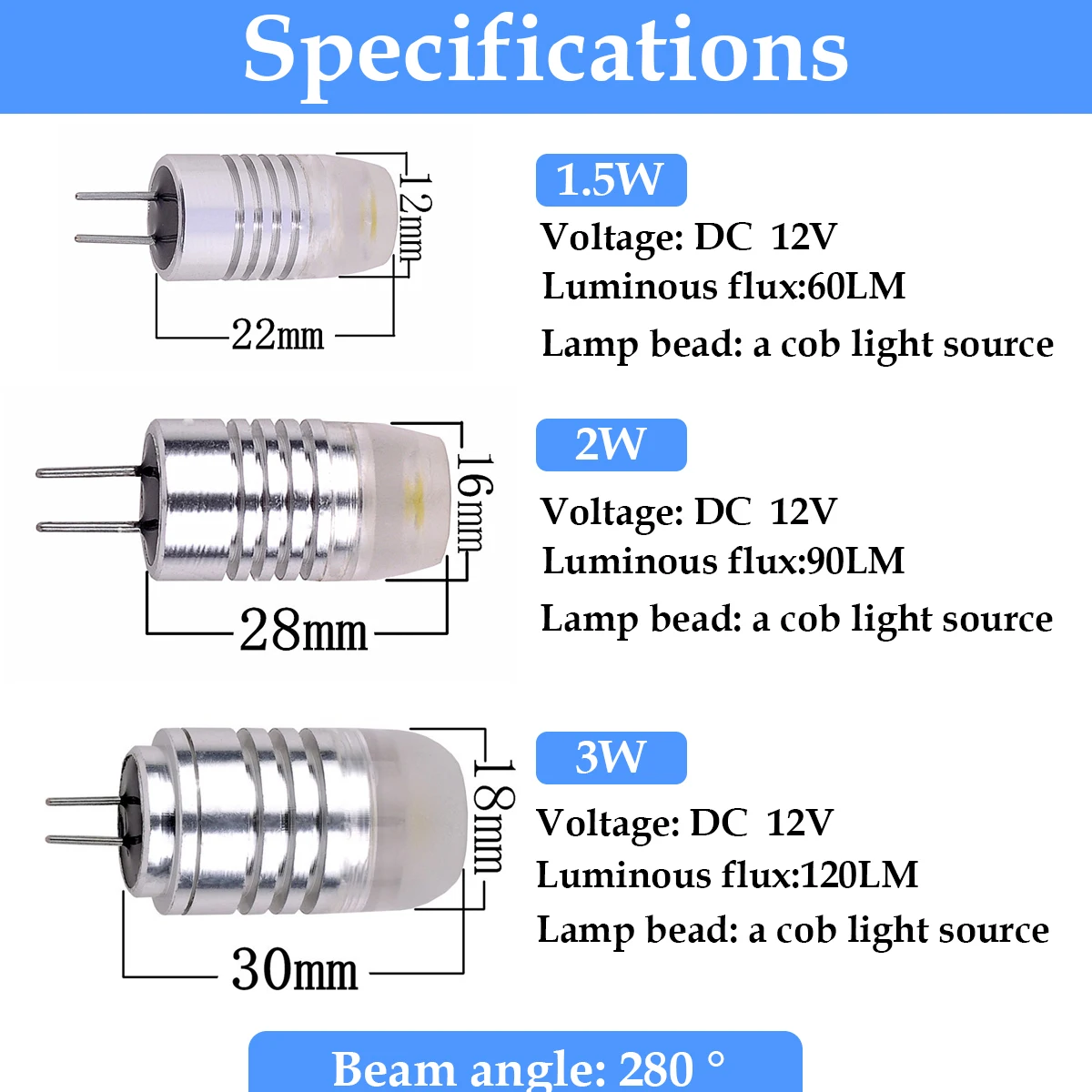 LED MINI G4 AC/DC 12V Low power 1.2W 1.4W 2W 3W high light efficiency strobe free for crystal chandelier kitchen study toilet