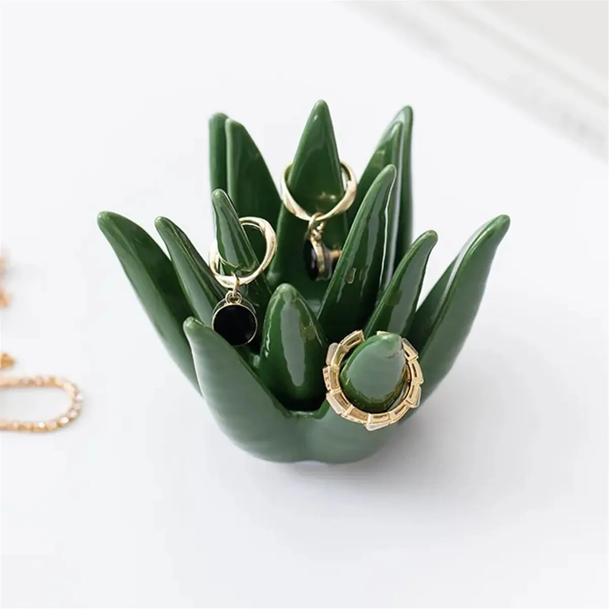 

A95G Nordic Ceramic Cactus Ring Jewelry Earrings Home Study Desk Decorations Crafts