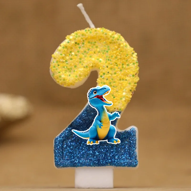 dinosaur T-Rex Digital Candle Number 0-9 Kids Birthday Cake Decoration Supplies Cartoon Anime Party Accessories Supplies