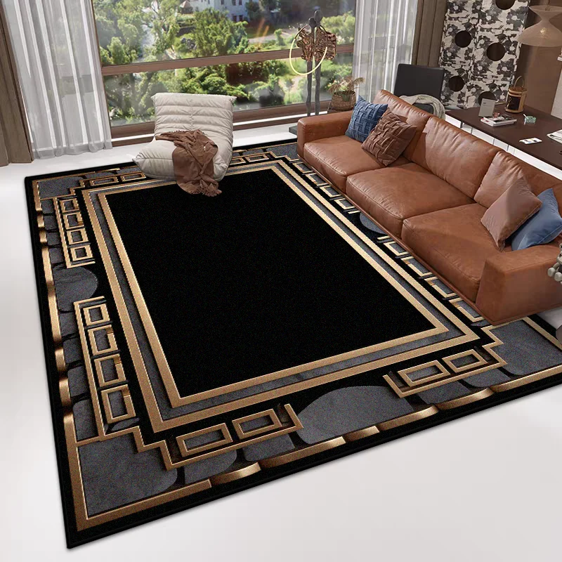 

Черный мраморный стиль ковер для гостиной, большая площадь, нескользящие моющиеся декоративные коврики, прикроватные коврики для спальни, классический напольный коврик, мягкий