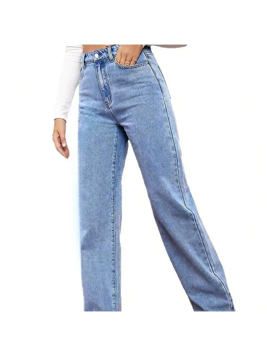 

Elegant High Waist Straight Leg Jeans for Women New Style Slim Fit Classic Black Denim Pants Ladies Fashion Spring Collection