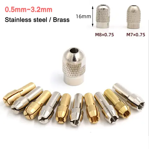 Dremel 로타리 도구 용 미니 드릴 황동 콜렛 척 Dremel 액세서리 세트 용 0.5-3.2mm 황동 및 너트