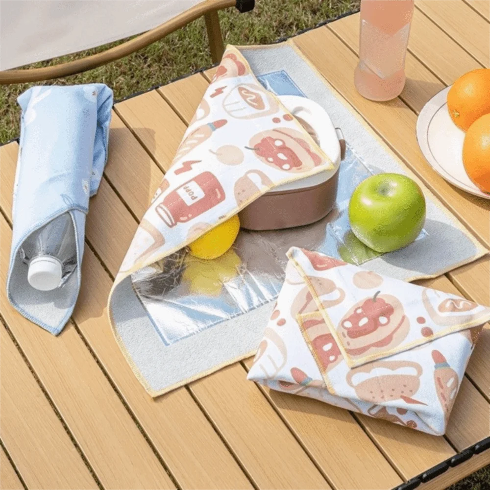 Foldable Lunch Box Wrapping Cloth Anti-Scratch Reusable Cold Hot Insulation Cover Eco-Friendly Practical Self-Adhesive Cloth