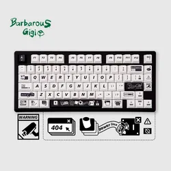 Danger 404 Theme Keycap Set PBT Cute Black and White Simple Keyboard Cap Cherry Profile Gaming KeyCap for Mechanical Keyboard