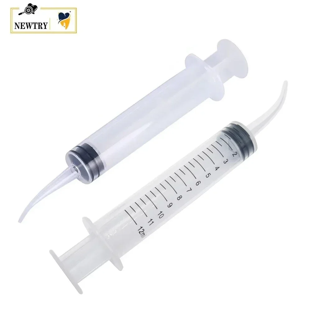 

30/50Pcs Disposable Dental Elbow Syringe Plastic Curved Tip 12ml Oral Endo Irrigation Denture Impression Teeth Flushing Injector